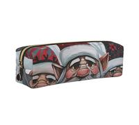 DENMER Christmas Santa Gnome Printed Leather Pencil Case Cute Stationery Organizer Simple Makeup Bag Pen Pouch, Gold Zipper