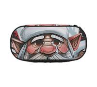 DENMER Christmas Santa Gnome Printed Oxford Fabric Pencil Case with Spacious Design for School, Office, Travel - Multi-Use Stationery & Makeup Pouch