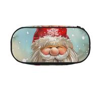 DENMER Christmas Traditional Gnome Printed Oxford Fabric Pencil Case with Spacious Design for School, Office, Travel - Multi-Use Stationery & Makeup Pouch