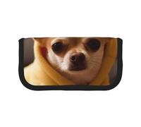 DENMER Cute Depressed Chihuahua Printed Canvas Pencil Case, Spacious Pen Pouch for School, Office and Travel
