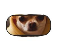 DENMER Cute Depressed Chihuahua Printed Oxford Fabric Pencil Case with Spacious Design for School, Office, Travel - Multi-Use Stationery & Makeup Pouch