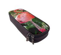 DENMER Cute Flamingo Printed Leather Flip Pencil Case - Multifunctional Organizer for School, Office & Travel