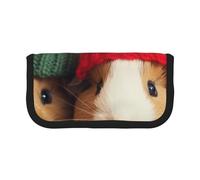 DENMER Cute Guinea Pigs Wearing hat Printed Canvas Pencil Case, Spacious Pen Pouch for School, Office and Travel