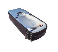 DENMER Cute Penguin Printed Leather Flip Pencil Case - Multifunctional Organizer for School, Office & Travel