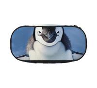 DENMER Cute Penguin Printed Oxford Fabric Pencil Case with Spacious Design for School, Office, Travel - Multi-Use Stationery & Makeup Pouch