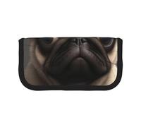 DENMER Cute Pretty Pug Dog Printed Canvas Pencil Case, Spacious Pen Pouch for School, Office and Travel