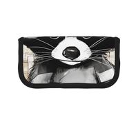 DENMER Cute Raccoon Printed Canvas Pencil Case, Spacious Pen Pouch for School, Office and Travel