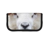 DENMER Cute Sheep Lamb Printed Canvas Pencil Case, Spacious Pen Pouch for School, Office and Travel