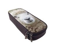DENMER Cute Sheep Lamb Printed Leather Flip Pencil Case - Multifunctional Organizer for School, Office & Travel