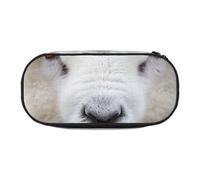 DENMER Cute Sheep Lamb Printed Oxford Fabric Pencil Case with Spacious Design for School, Office, Travel - Multi-Use Stationery & Makeup Pouch