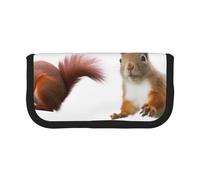 DENMER Cute Squirrel Printed Canvas Pencil Case, Spacious Pen Pouch for School, Office and Travel