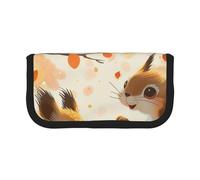DENMER Cute Squirrels Printed Canvas Pencil Case, Spacious Pen Pouch for School, Office and Travel