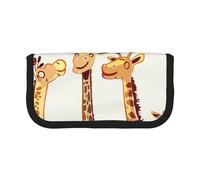 DENMER Cute Wild Cartoon Giraffes Printed Canvas Pencil Case, Spacious Pen Pouch for School, Office and Travel