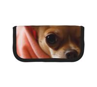 DENMER Depressed Chihuahua Printed Canvas Pencil Case, Spacious Pen Pouch for School, Office and Travel