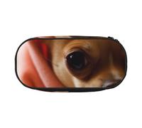 DENMER Depressed Chihuahua Printed Oxford Fabric Pencil Case with Spacious Design for School, Office, Travel - Multi-Use Stationery & Makeup Pouch