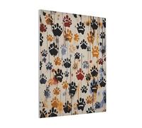 DENMER Dog Bones Paw Prints Printed Solid Wood Frame Canvas Wall Art 20x25 CM - Handmade Framing Square Wall Decor for Bedroom, Living Room, Office