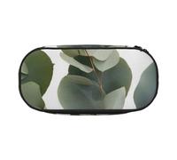 DENMER Eucalyptus Leaves Printed Oxford Fabric Pencil Case with Spacious Design for School, Office, Travel - Multi-Use Stationery & Makeup Pouch