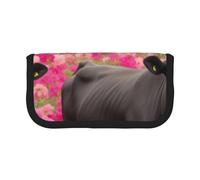 DENMER Flower Show Steer Cows Cattle Printed Canvas Pencil Case, Spacious Pen Pouch for School, Office and Travel