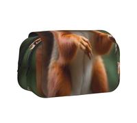 DENMER Funny Animal Squirrel Printed Flip Pencil Case with 2 Compartments, Large Capacity, Portable Stationery Organizer for School, Travel and Art