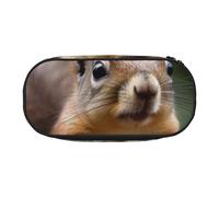 DENMER Funny Animal Squirrel Printed Oxford Fabric Pencil Case with Spacious Design for School, Office, Travel - Multi-Use Stationery & Makeup Pouch