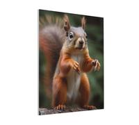 DENMER Funny Animal Squirrel Printed Solid Wood Frame Canvas Wall Art 20x25 CM - Handmade Framing Square Wall Decor for Bedroom, Living Room, Office