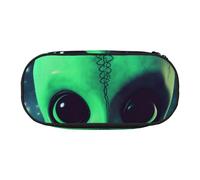 DENMER Green Alien Printed Oxford Fabric Pencil Case with Spacious Design for School, Office, Travel - Multi-Use Stationery & Makeup Pouch