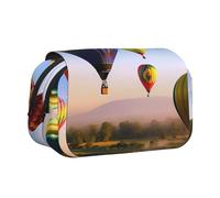 DENMER Hot Air Balloons Printed Flip Pencil Case with 2 Compartments, Large Capacity, Portable Stationery Organizer for School, Travel and Art
