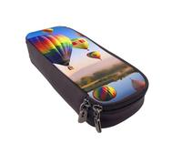DENMER Hot Air Balloons Printed Leather Flip Pencil Case - Multifunctional Organizer for School, Office & Travel