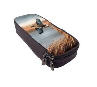 DENMER Hunting Flying Wild Duck 1 Printed Leather Flip Pencil Case - Multifunctional Organizer for School, Office & Travel