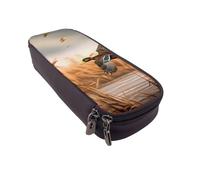 DENMER Hunting Flying Wild Duck 4 Printed Leather Flip Pencil Case - Multifunctional Organizer for School, Office & Travel