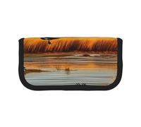 DENMER Hunting Flying Wild Duck 5 Printed Canvas Pencil Case, Spacious Pen Pouch for School, Office and Travel