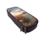 DENMER Hunting Flying Wild Ducks 6 Printed Leather Flip Pencil Case - Multifunctional Organizer for School, Office & Travel
