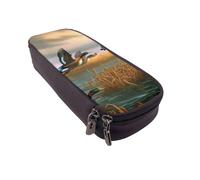 DENMER Hunting Flying Wild Ducks 7 Printed Leather Flip Pencil Case - Multifunctional Organizer for School, Office & Travel