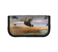 DENMER Hunting Flying Wild Ducks 8 Printed Canvas Pencil Case, Spacious Pen Pouch for School, Office and Travel