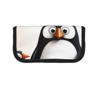 DENMER I Love Penguins Printed Canvas Pencil Case, Spacious Pen Pouch for School, Office and Travel