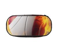 DENMER Ice and Fire Volleyball Printed Oxford Fabric Pencil Case with Spacious Design for School, Office, Travel - Multi-Use Stationery & Makeup Pouch
