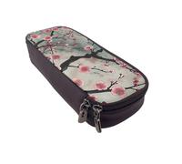 DENMER Japanese Spring Plum Floral 1 Printed Leather Flip Pencil Case - Multifunctional Organizer for School, Office & Travel