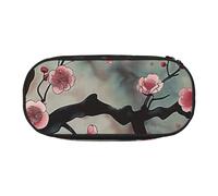 DENMER Japanese Spring Plum Floral 1 Printed Oxford Fabric Pencil Case with Spacious Design for School, Office, Travel - Multi-Use Stationery & Makeup Pouch