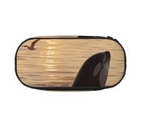 DENMER Killer Whale Under Sunset Printed Oxford Fabric Pencil Case with Spacious Design for School, Office, Travel - Multi-Use Stationery & Makeup Pouch