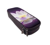 DENMER Lotus Flower Purple Printed Leather Flip Pencil Case - Multifunctional Organizer for School, Office & Travel