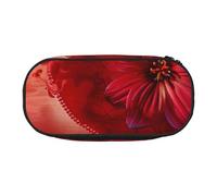 DENMER Love Heart Printed Oxford Fabric Pencil Case with Spacious Design for School, Office, Travel - Multi-Use Stationery & Makeup Pouch