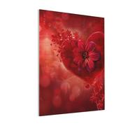 DENMER Love Heart Printed Solid Wood Frame Canvas Wall Art 40x50 CM - Handmade Framing Square Wall Decor for Bedroom, Living Room, Office