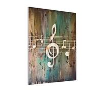 DENMER Music Note Printed Solid Wood Frame Canvas Wall Art 20x25 CM - Handmade Framing Square Wall Decor for Bedroom, Living Room, Office