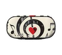 DENMER Music Symbols Love Printed Oxford Fabric Pencil Case with Spacious Design for School, Office, Travel - Multi-Use Stationery & Makeup Pouch