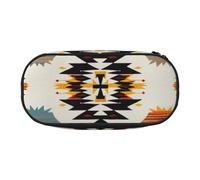 DENMER Native American Printed Oxford Fabric Pencil Case with Spacious Design for School, Office, Travel - Multi-Use Stationery & Makeup Pouch