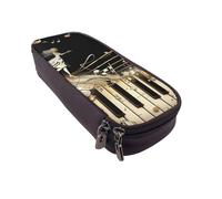 DENMER Novel Music Note Printed Leather Flip Pencil Case - Multifunctional Organizer for School, Office & Travel