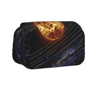 DENMER Outer Space Galaxy Solar System Printed Flip Pencil Case with 2 Compartments, Large Capacity, Portable Stationery Organizer for School, Travel and Art