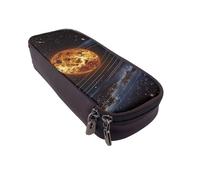 DENMER Outer Space Galaxy Solar System Printed Leather Flip Pencil Case - Multifunctional Organizer for School, Office & Travel
