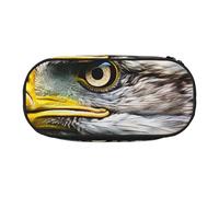 DENMER Patriotic Bald Eagle with American Flag Printed Oxford Fabric Pencil Case with Spacious Design for School, Office, Travel - Multi-Use Stationery & Makeup Pouch