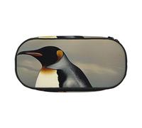 DENMER Penguin Printed Oxford Fabric Pencil Case with Spacious Design for School, Office, Travel - Multi-Use Stationery & Makeup Pouch